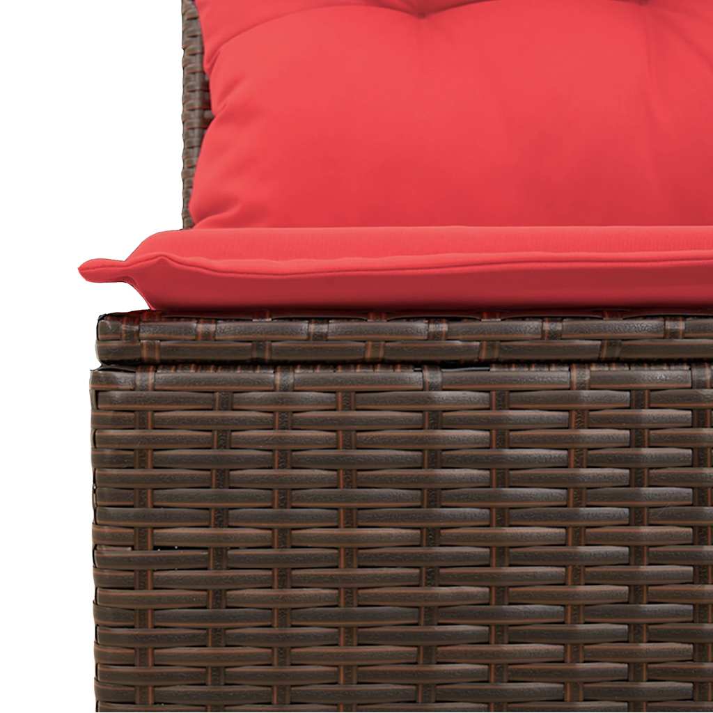 10 Piece Garden Sofa Set with Cushions Brown Poly Rattan Acacia