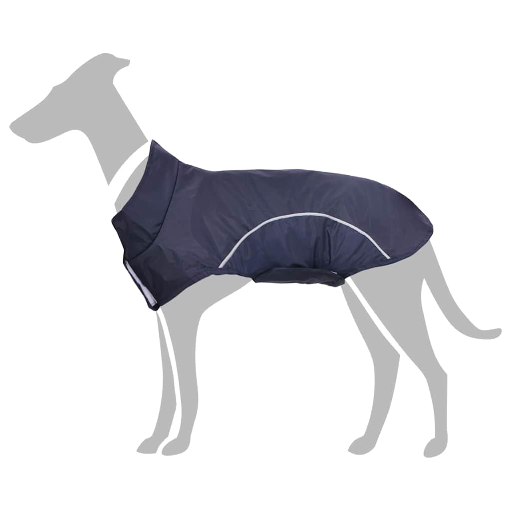 Dog Raincoat with Reflective Strips Polyester Navy Blue 3XL