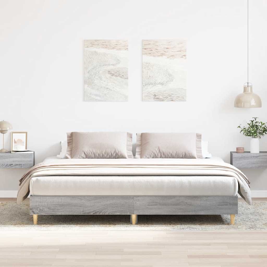 Bed Frame No Mattress Grey Sonoma 200x200 cm Engineered Wood