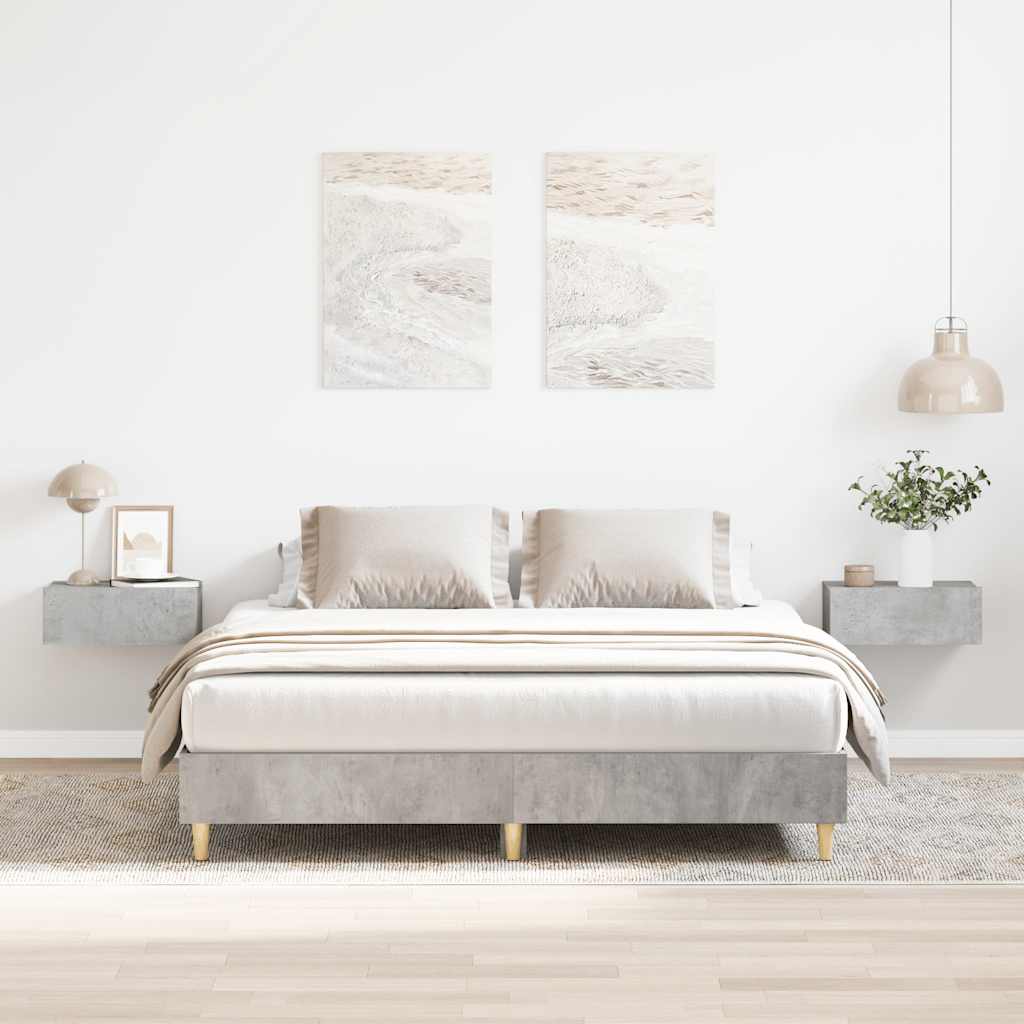 Bed Frame No Mattress Concrete Grey 150x200 cm King Size Engineered Wood