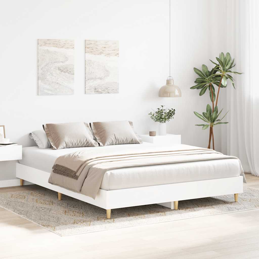 Bed Frame No Mattress White 140x200 cm Engineered Wood