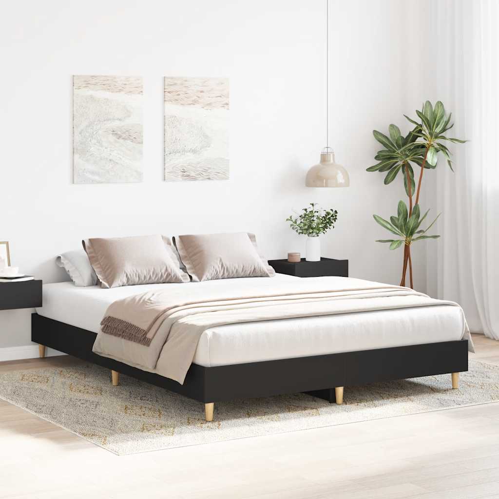 Bed Frame No Mattress Black 140x200 cm Engineered Wood