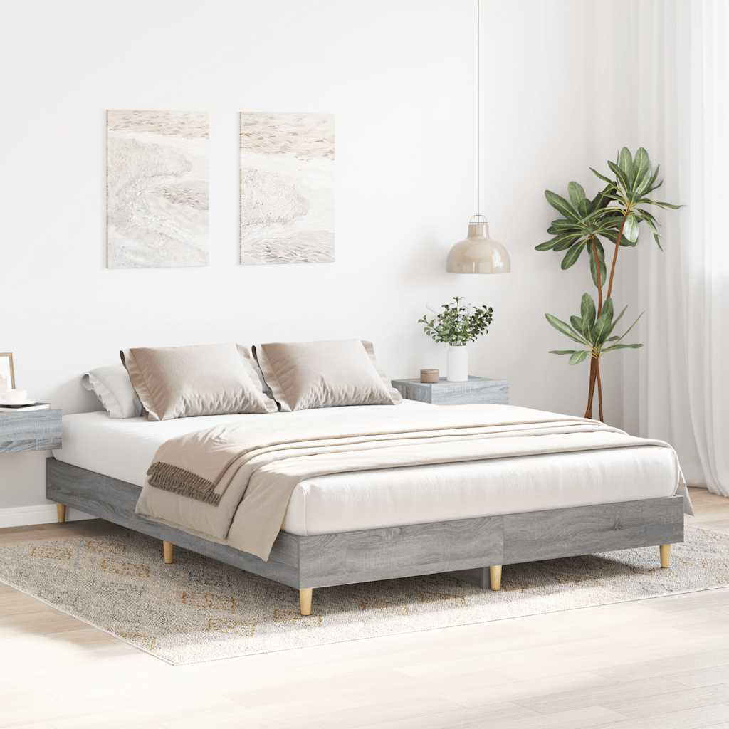 Bed Frame No Mattress Grey Sonoma 140x200 cm Engineered Wood