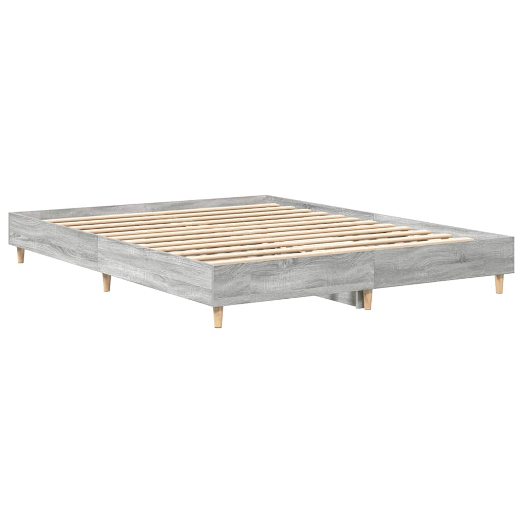 Bed Frame No Mattress Grey Sonoma 140x200 cm Engineered Wood
