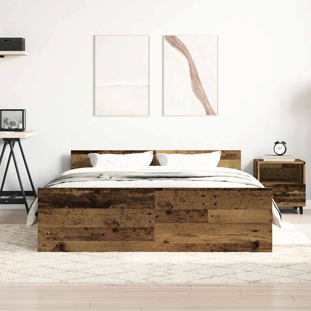 Bed Frame without Mattress Old Wood 140x200cm Engineered Wood