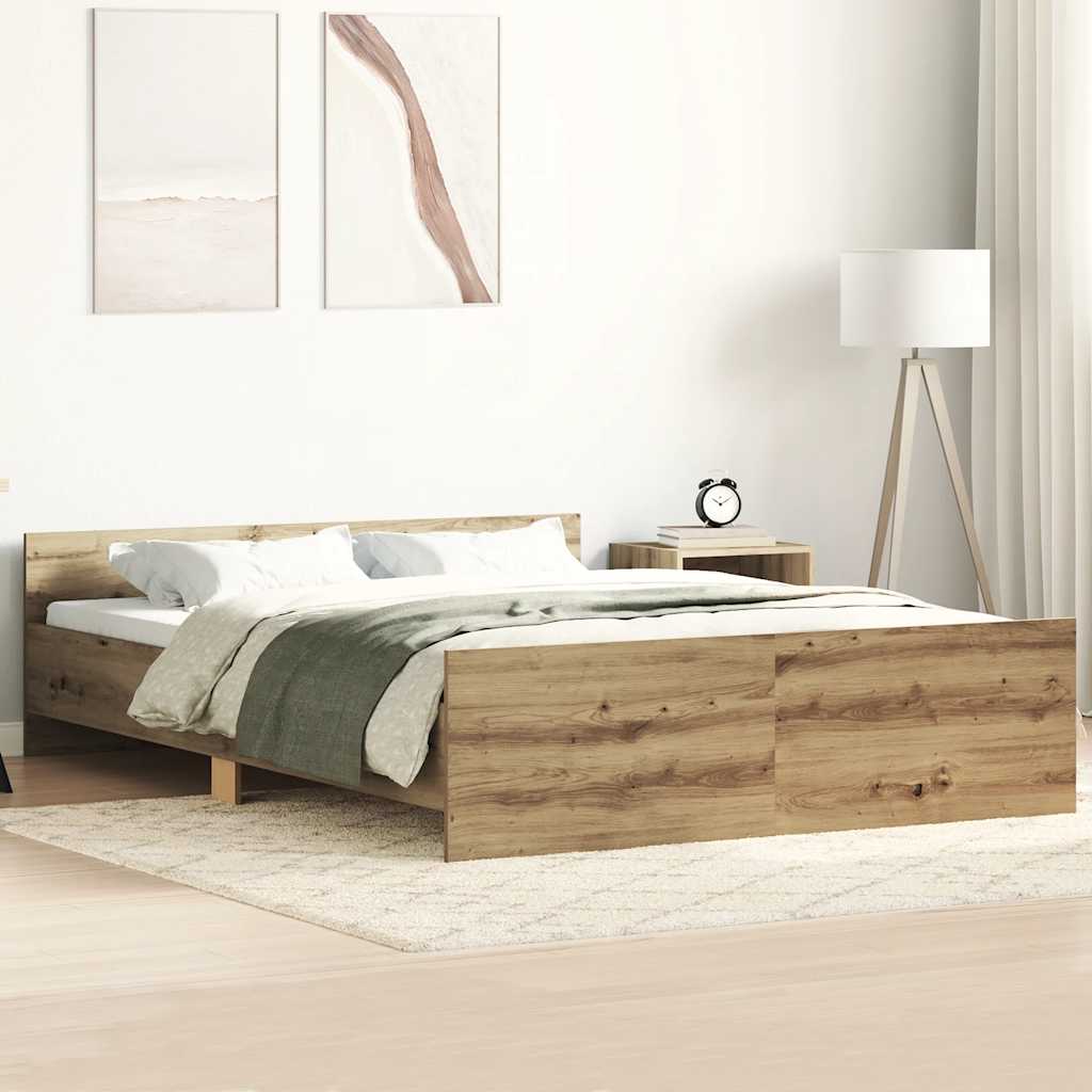 Bed Frame without Mattress Artisan Oak 140x200cm Engineered Wood