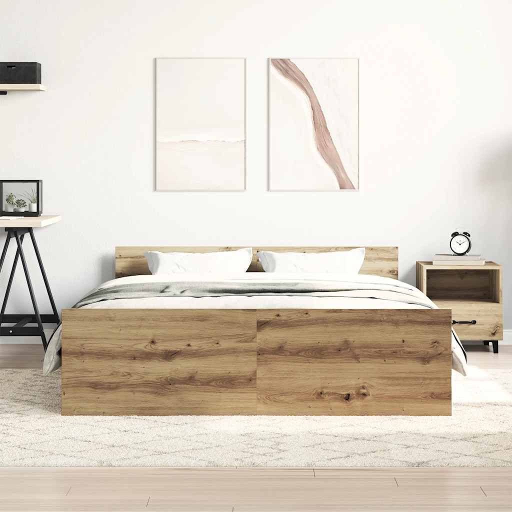 Bed Frame without Mattress Artisan Oak 120x190cm Engineered Wood