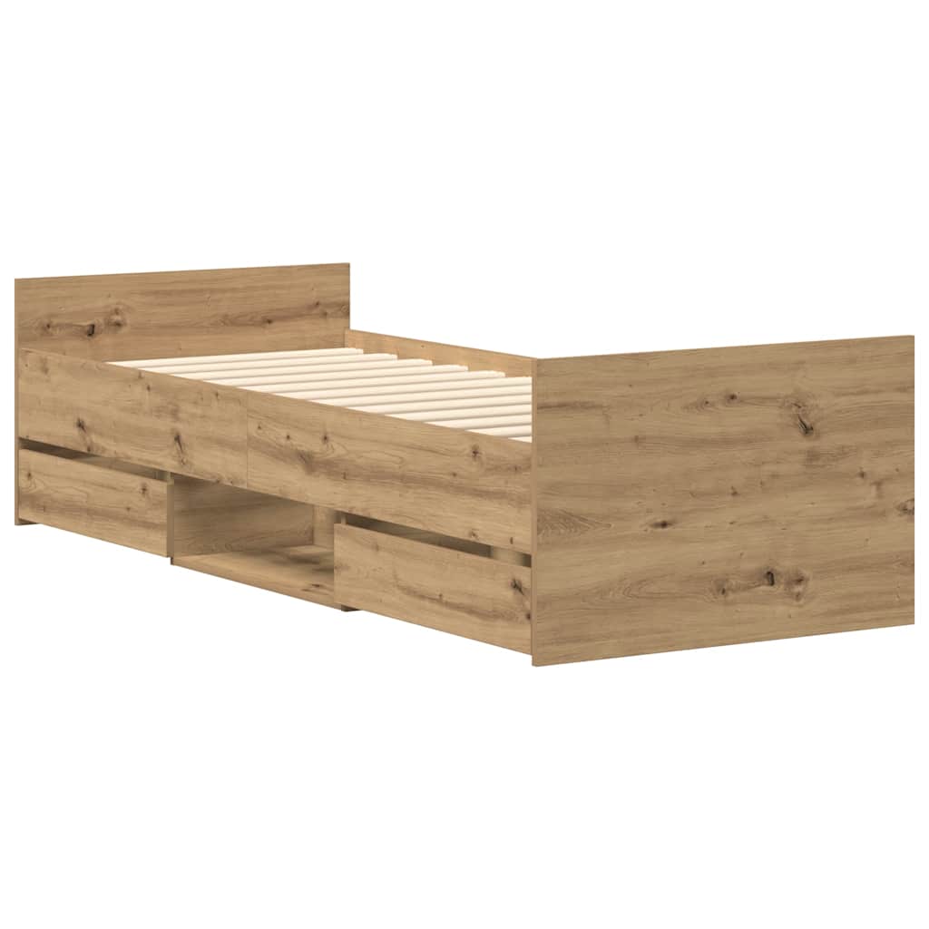 Bed Frame without Mattress Artisan Oak 100x200cm Engineered Wood