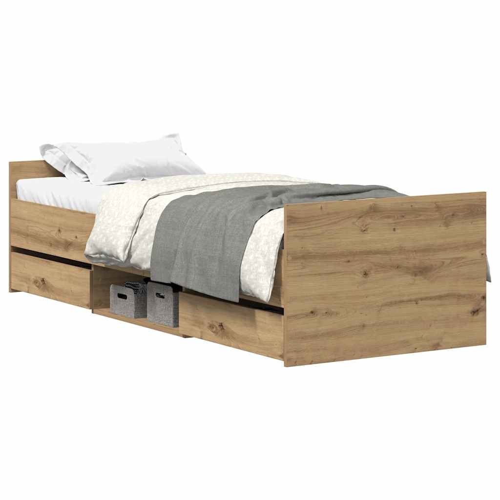 Bed Frame without Mattress Artisan Oak 90x200cm Engineered Wood