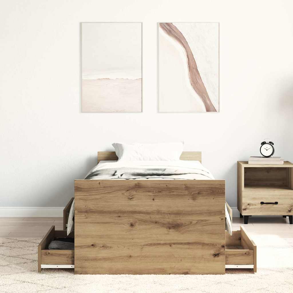 Bed Frame without Mattress Artisan Oak 90x200cm Engineered Wood