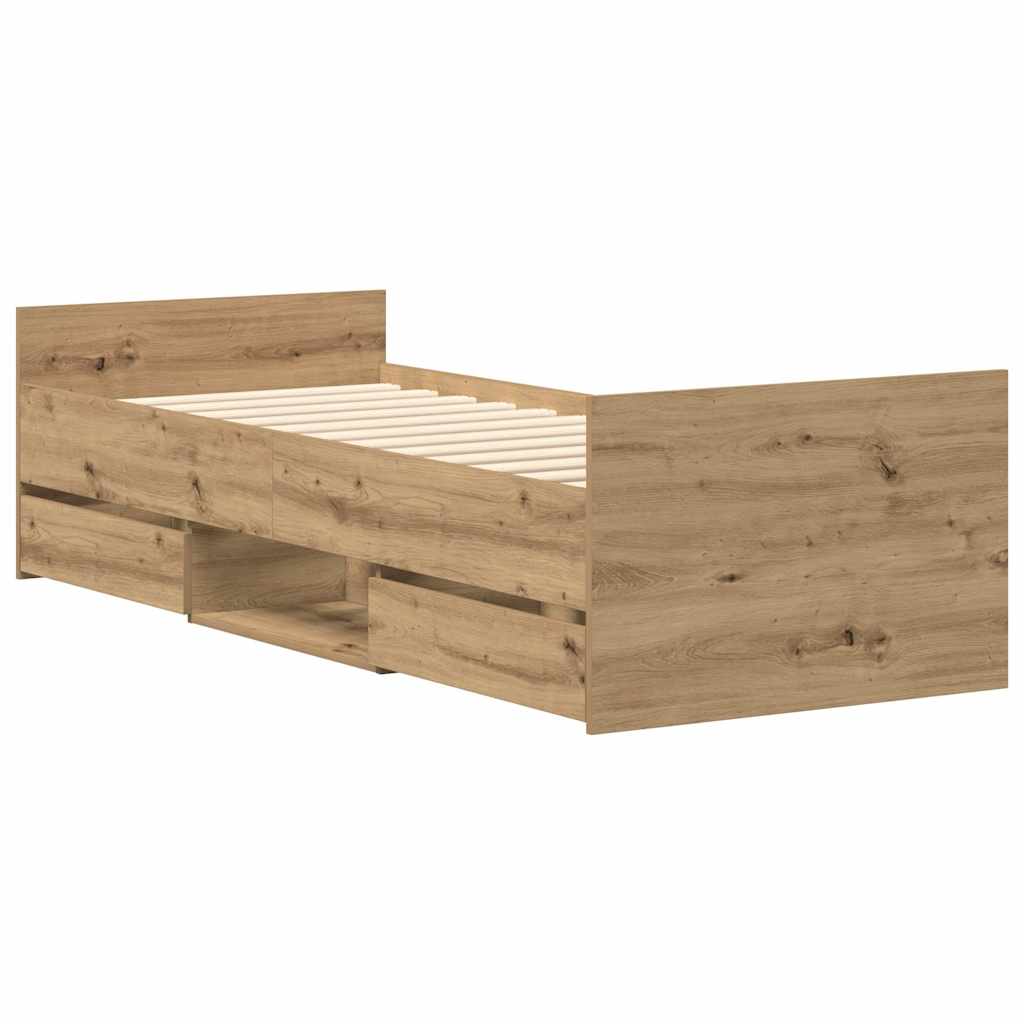 Bed Frame without Mattress Artisan Oak 90x200cm Engineered Wood