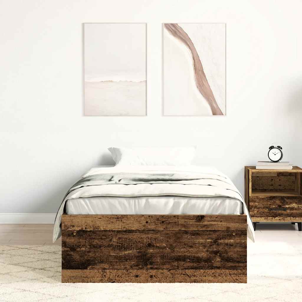 Bed Frame without Mattress Old Wood 90x200cm Engineered Wood