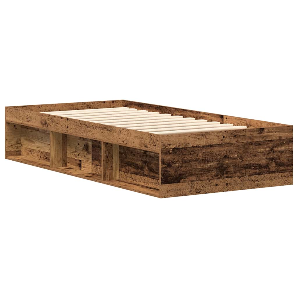 Bed Frame without Mattress Old Wood 90x190 cm Single Engineered Wood