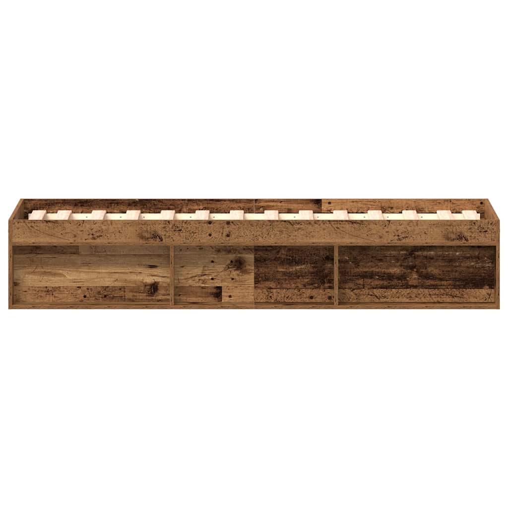 Bed Frame without Mattress Old Wood 90x190 cm Single Engineered Wood