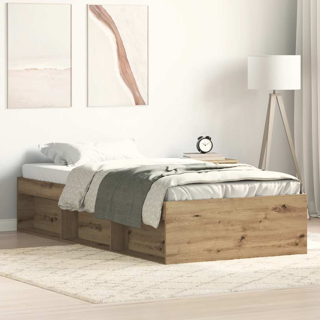 Bed Frame without Mattress Artisan Oak 90x190 cm Single Engineered Wood