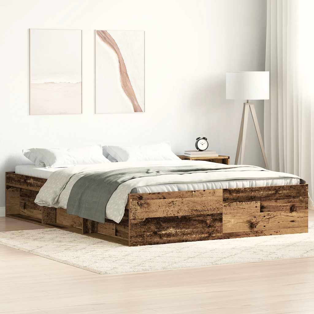 Bed Frame without Mattress Old Wood 160x200cm Engineered Wood