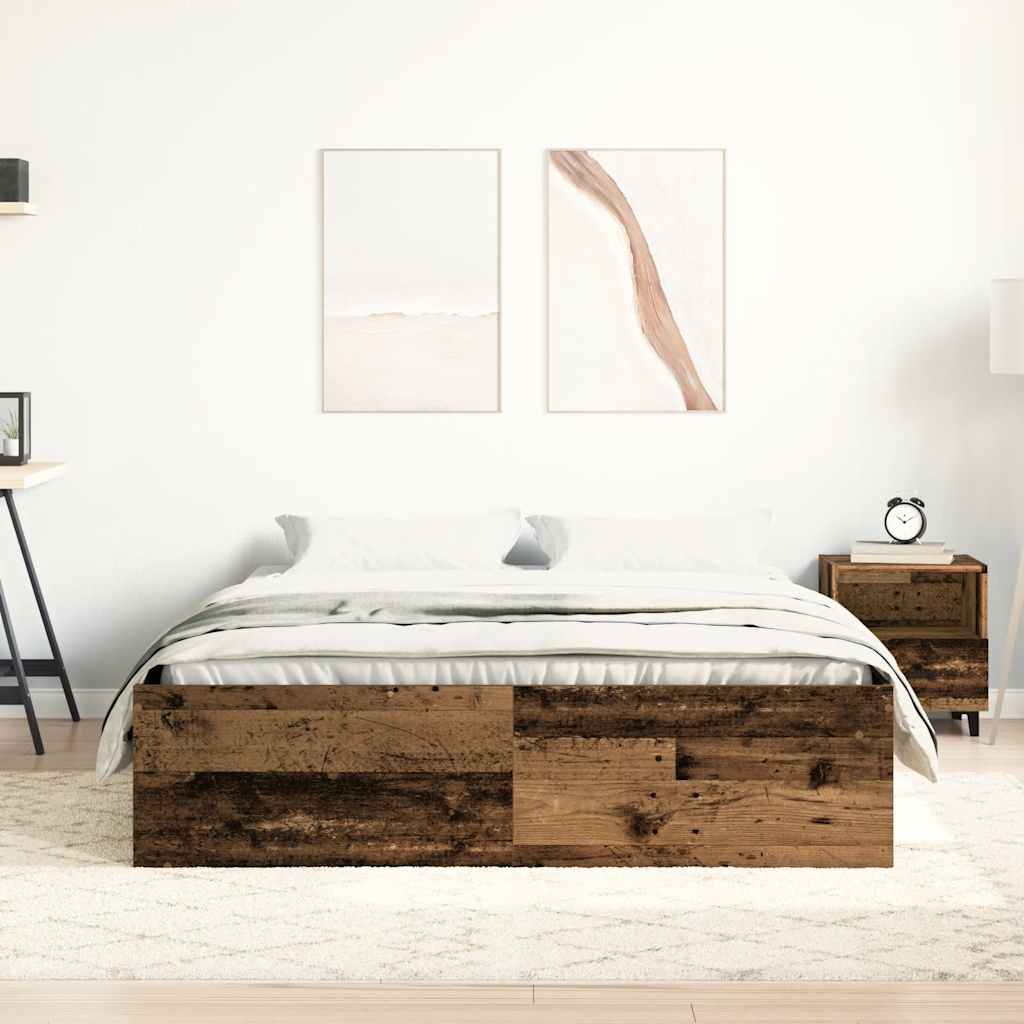 Bed Frame without Mattress Old Wood 120x190cm Small Double Engineered Wood