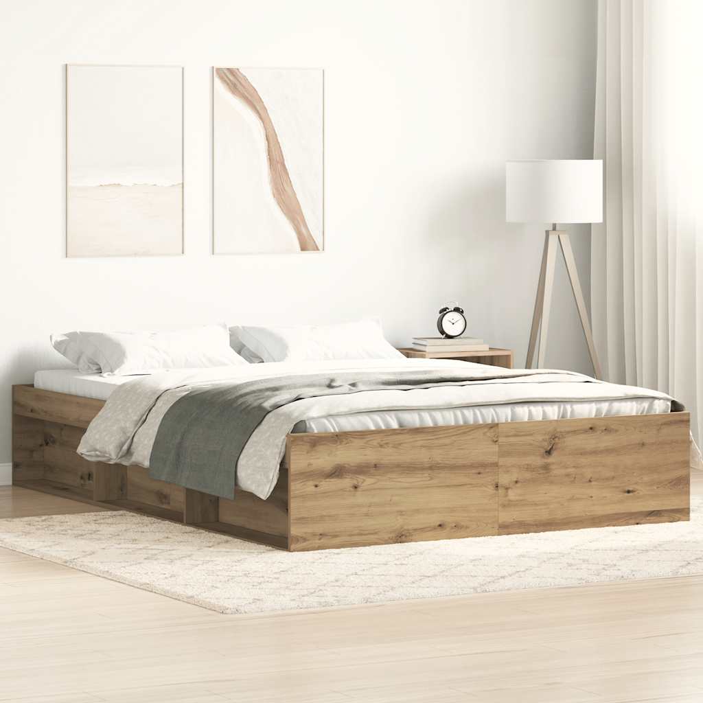 Bed Frame without Mattress Artisan Oak 120x190cm Small Double Engineered Wood