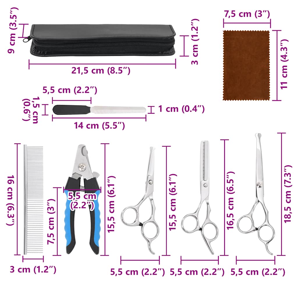 6 Piece Dog Grooming Scissors Set Stainless Steel