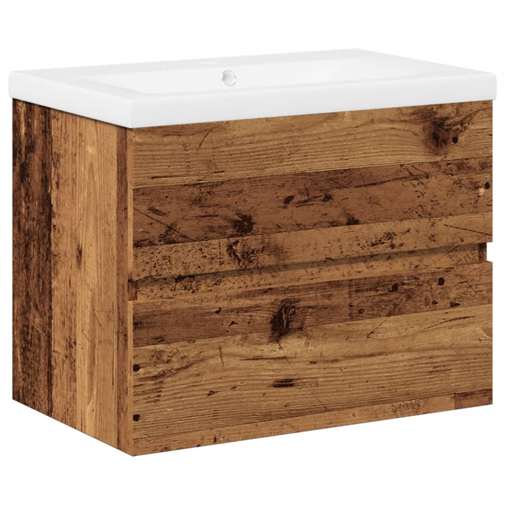 Sink Cabinet with Built-in Basin Old Wood