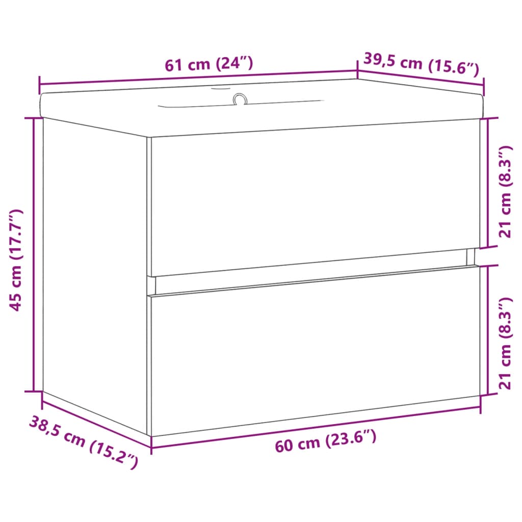Sink Cabinet with Built-in Basin Artisan Oak