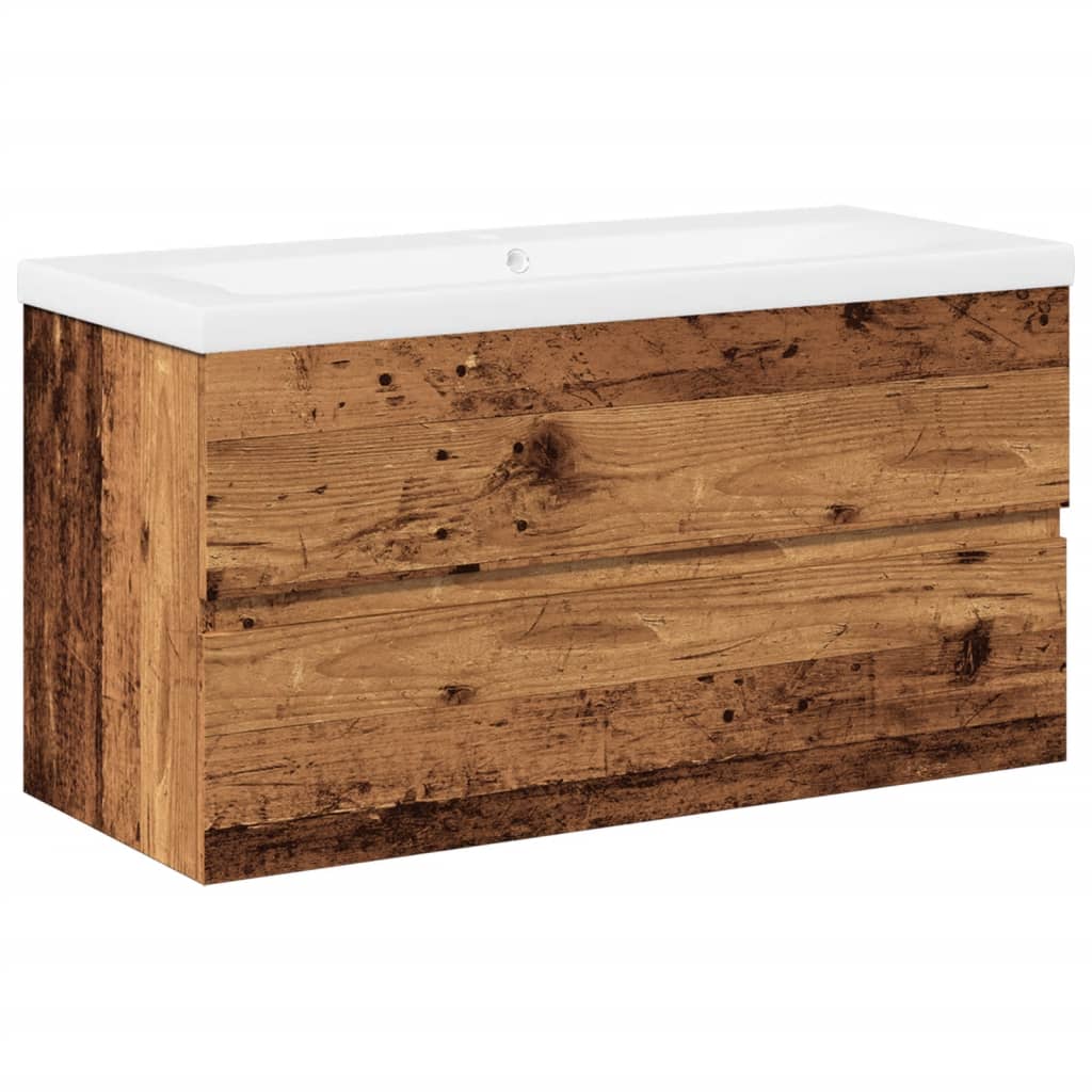 Sink Cabinet with Built-in Basin Old Wood