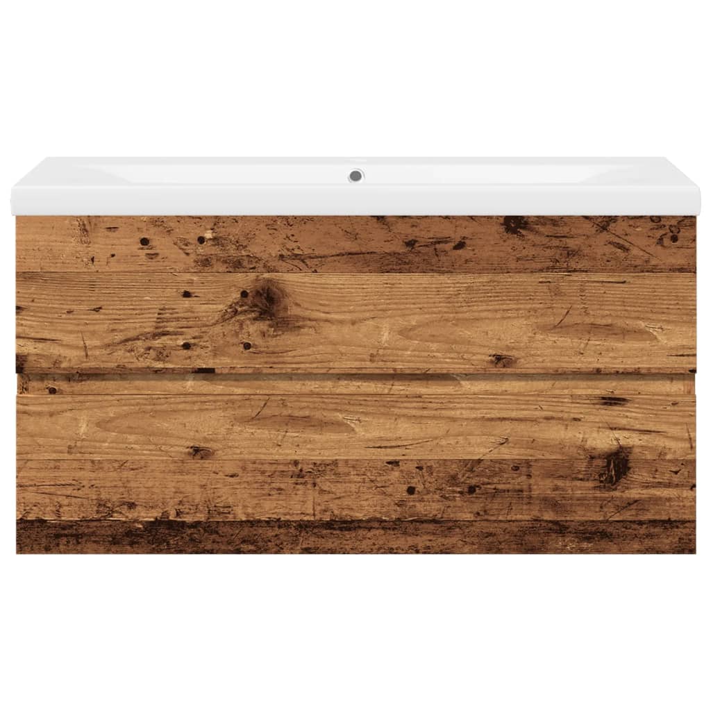 Sink Cabinet with Built-in Basin Old Wood