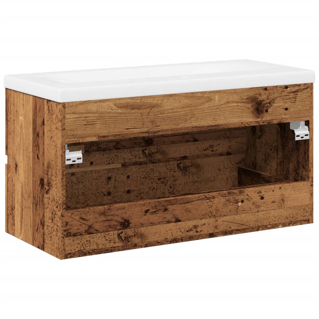 Sink Cabinet with Built-in Basin Old Wood