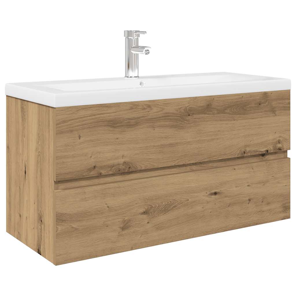 Sink Cabinet with Built-in Basin and Faucet Artisan Oak