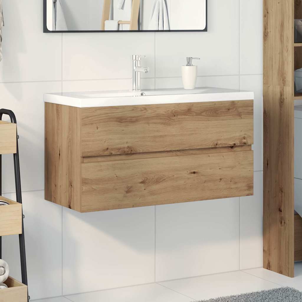 Sink Cabinet with Built-in Basin and Faucet Artisan Oak