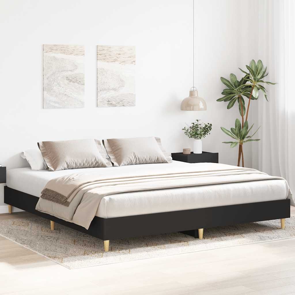 Bed Frame without Mattress Black 180x200cm Engineered Wood