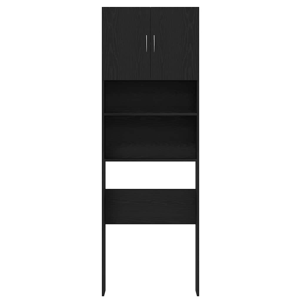 Washing Machine Cabinet Black Oak 64x24x190 cm Engineered Wood