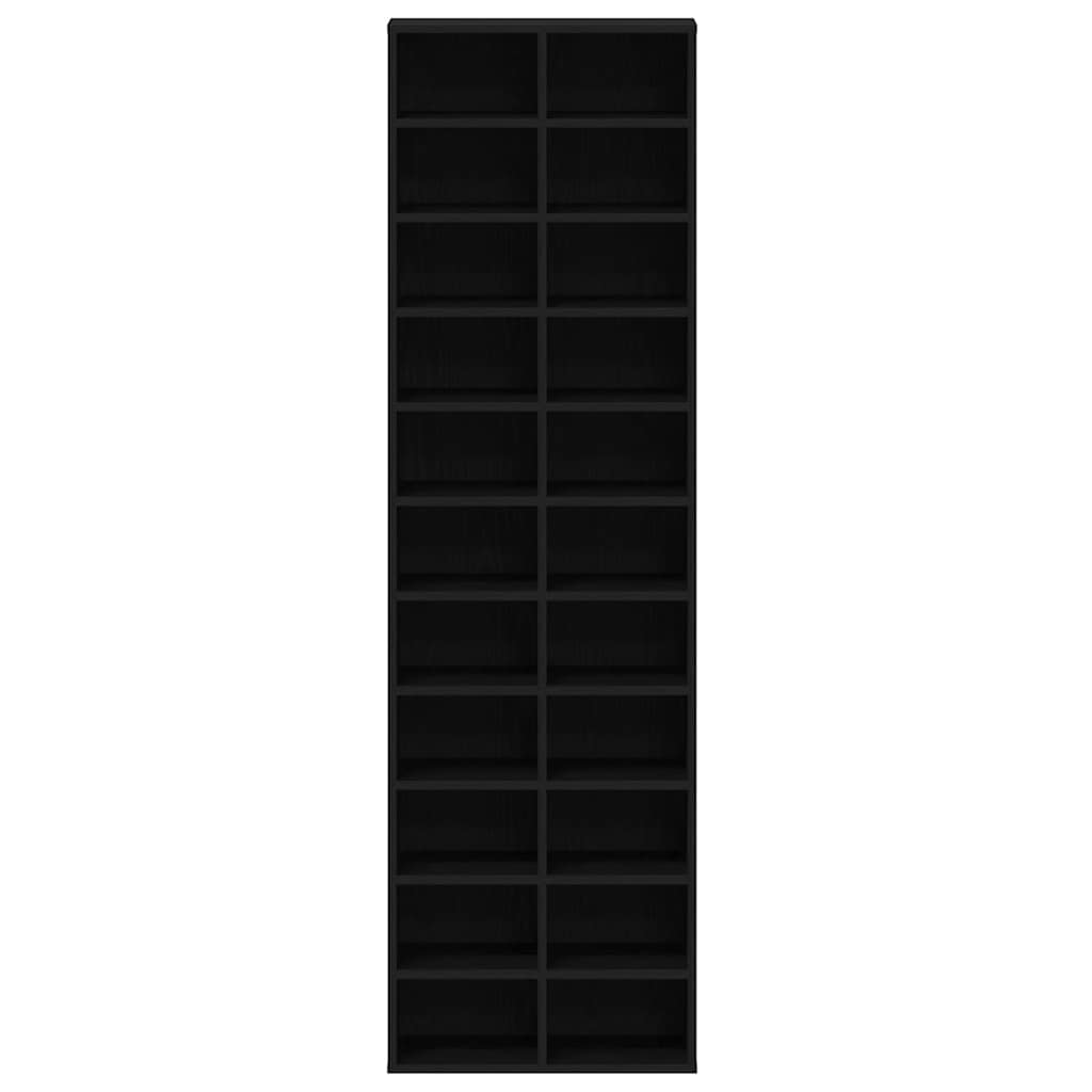Shoe Cabinet Black Oak 54x34x183 cm Engineered Wood