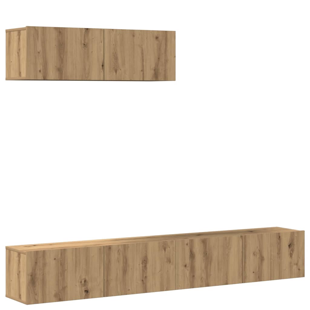 3 Piece TV Cabinet Set Wall-mounted Artisan Oak Engineered Wood
