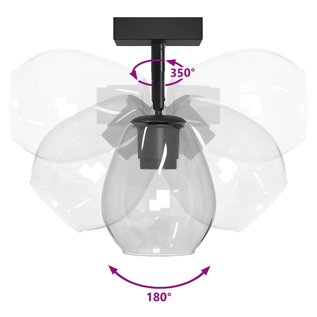 Ceiling Spotlight Black 13 x 13 x 26 cm Glass and metal