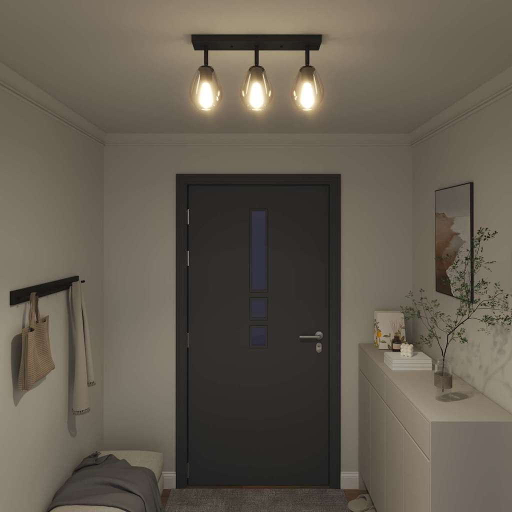 Ceiling Spotlight Black 54 x 13 x 26 cm Glass and metal
