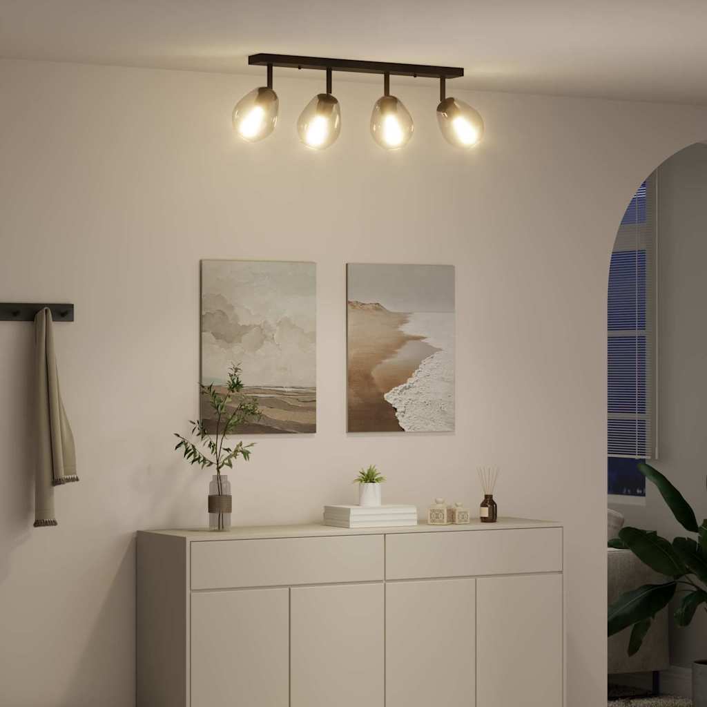Ceiling Spotlight Black 70 x 13 x 26 cm Glass and metal