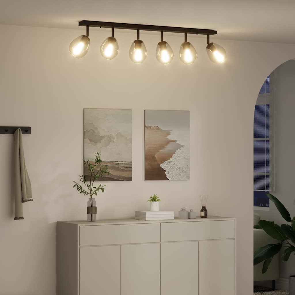 Ceiling Spotlight Black 110.5 x 13 x 26 cm Glass and metal