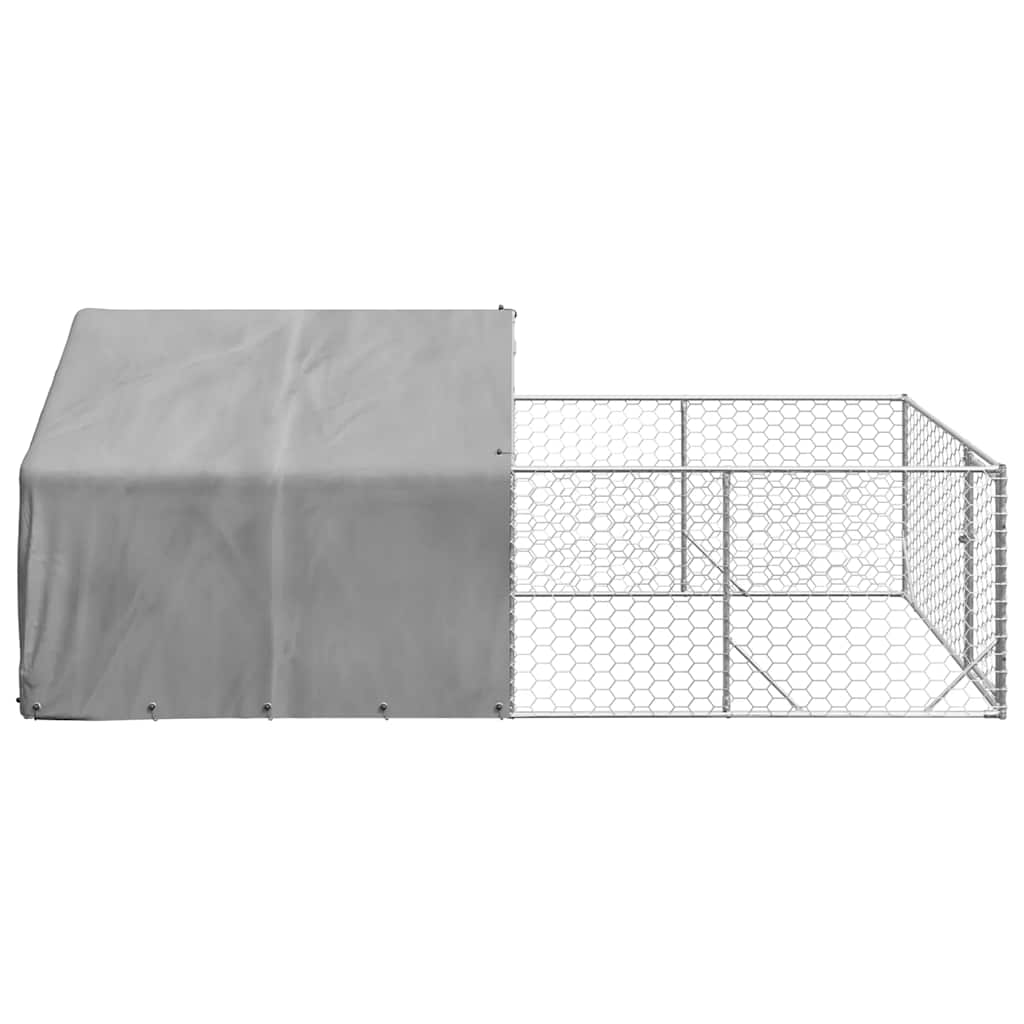 Outdoor Dog Kennel with Run 4x2x1.5 m Galvanised Steel