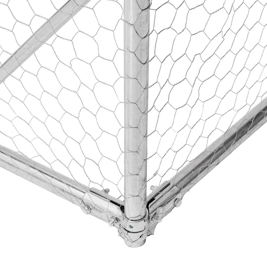 Outdoor Dog Kennel with Run 4x2x1.5 m Galvanised Steel