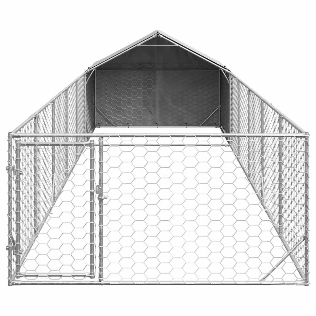 Outdoor Dog Kennel with Run 8x2x1.5 m Galvanised Steel