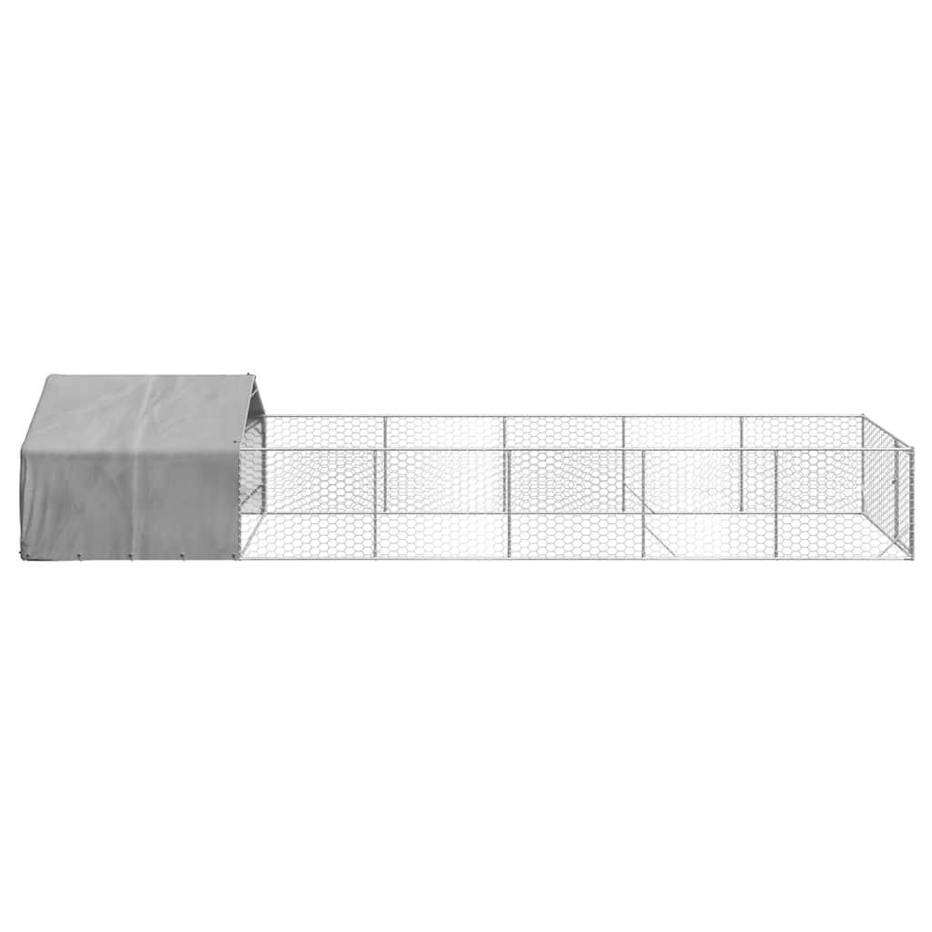 Outdoor Dog Kennel with Run 8x2x1.5 m Galvanised Steel