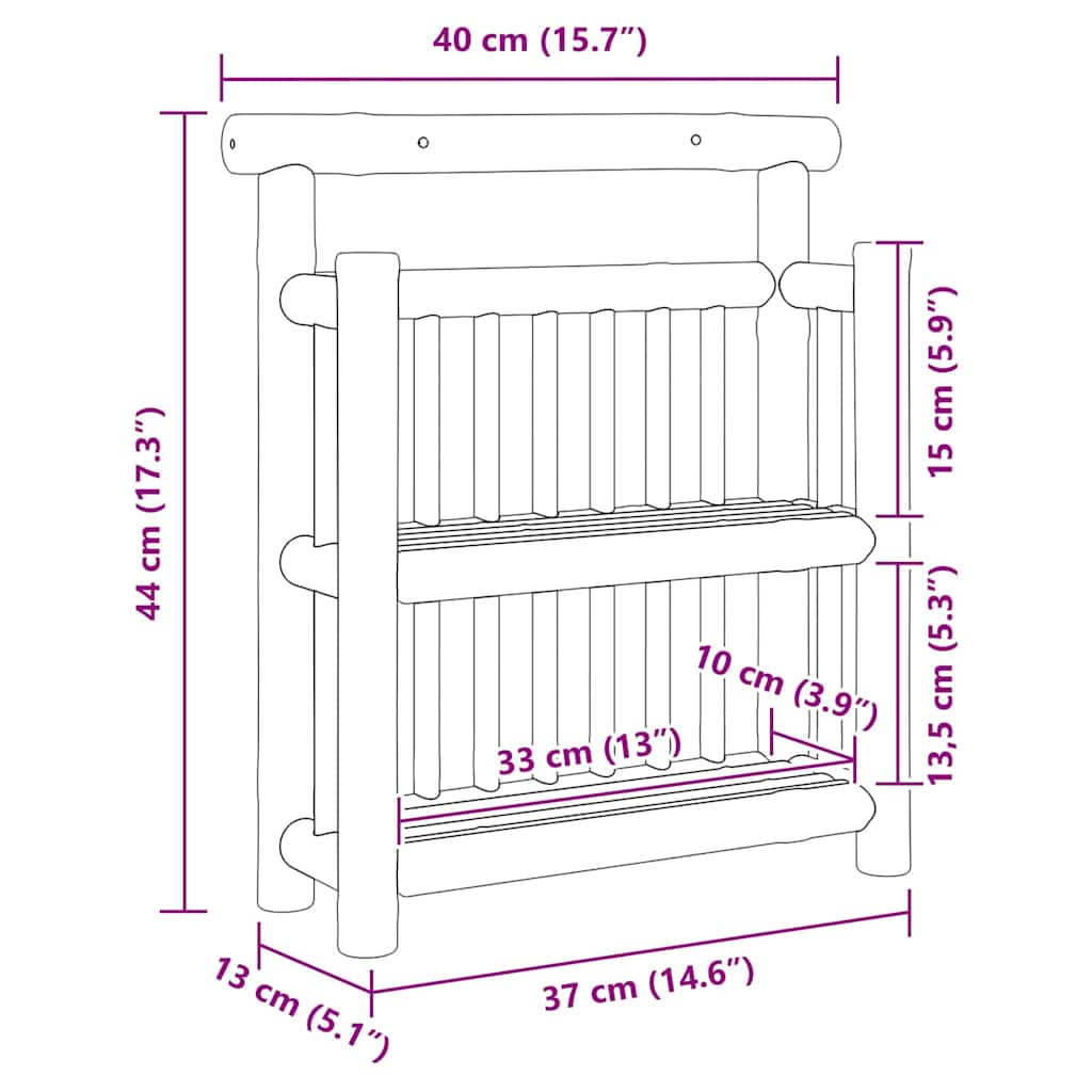 Wall Shelf with Shelf with Storage Brown 40 x 13 x 44 cm Bamboo