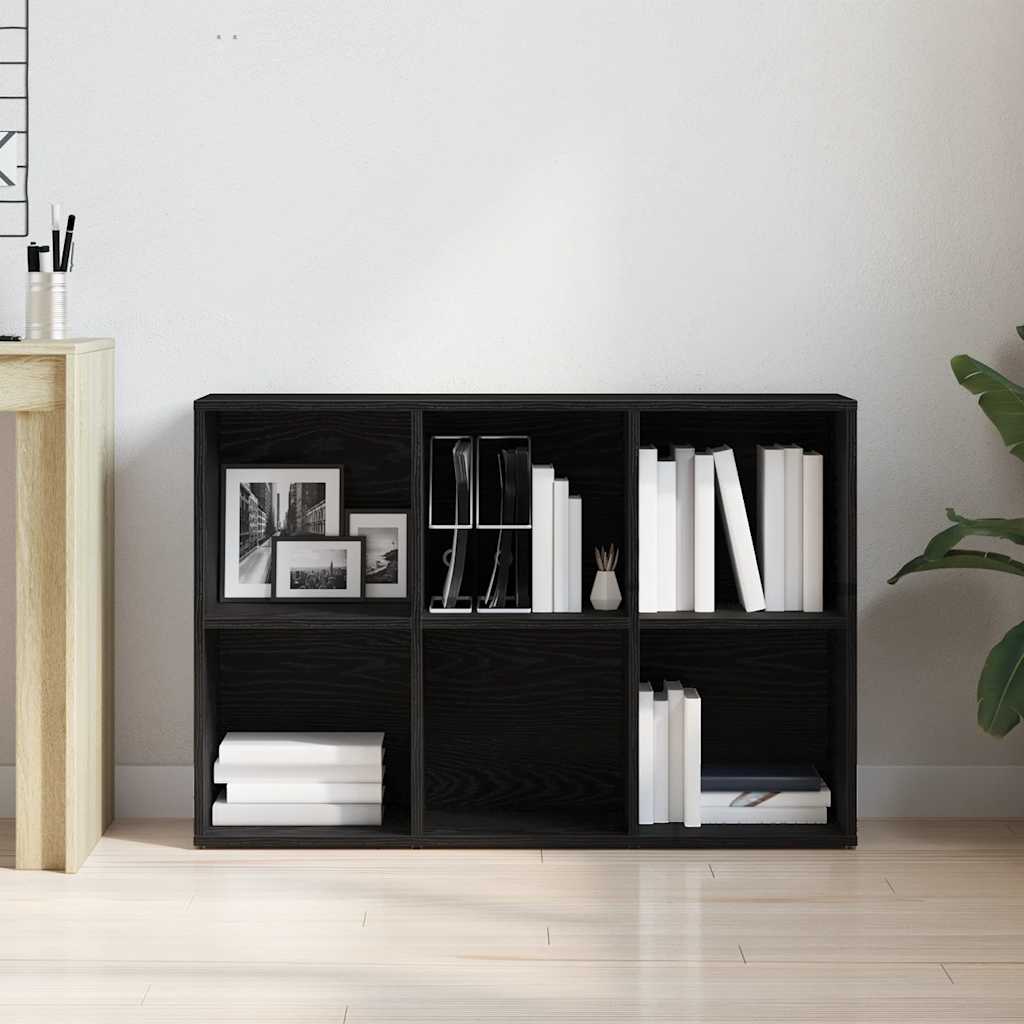 Book Cabinet Black Oak 66x30x98 cm Engineered Wood