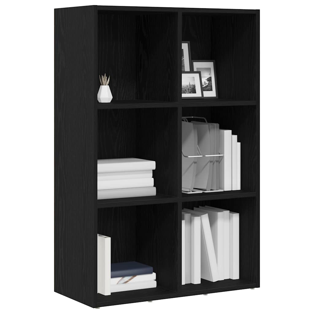 Book Cabinet Black Oak 66x30x98 cm Engineered Wood