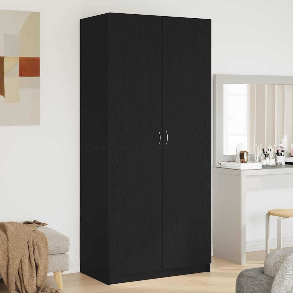 Wardrobe with Storage Black 90 x 52 x 200 cm Engineered wood