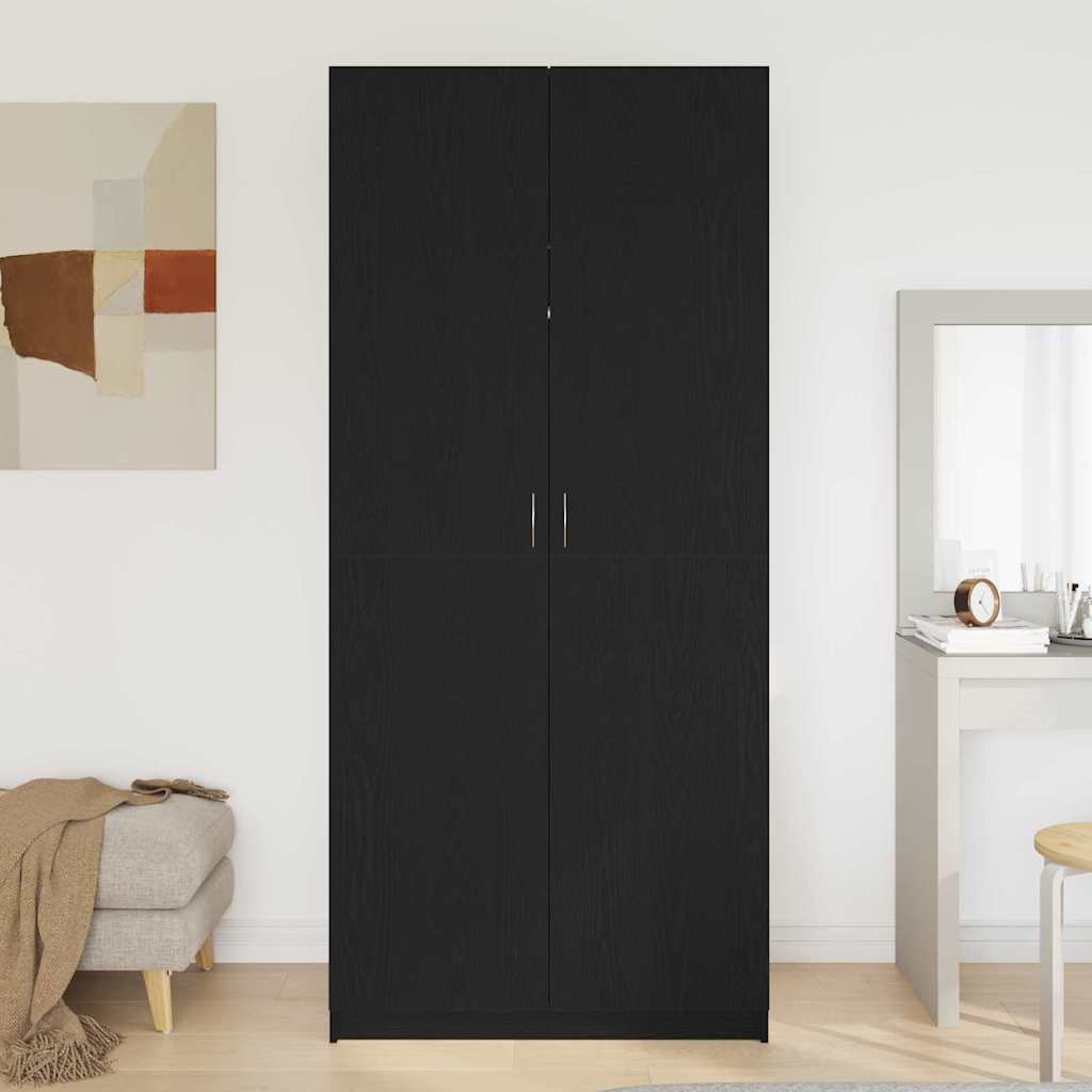 Wardrobe with Storage Black 90 x 52 x 200 cm Engineered wood