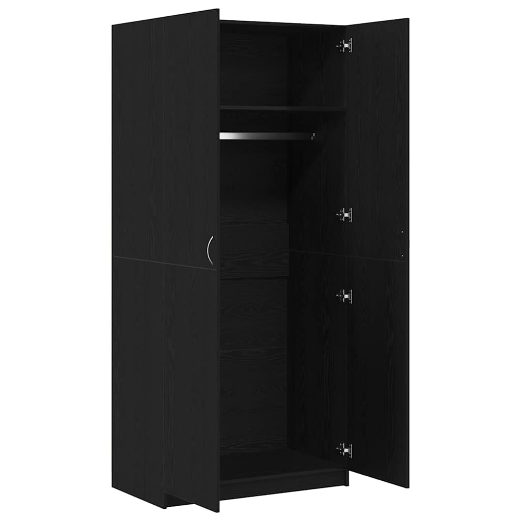 Wardrobe with Storage Black 90 x 52 x 200 cm Engineered wood