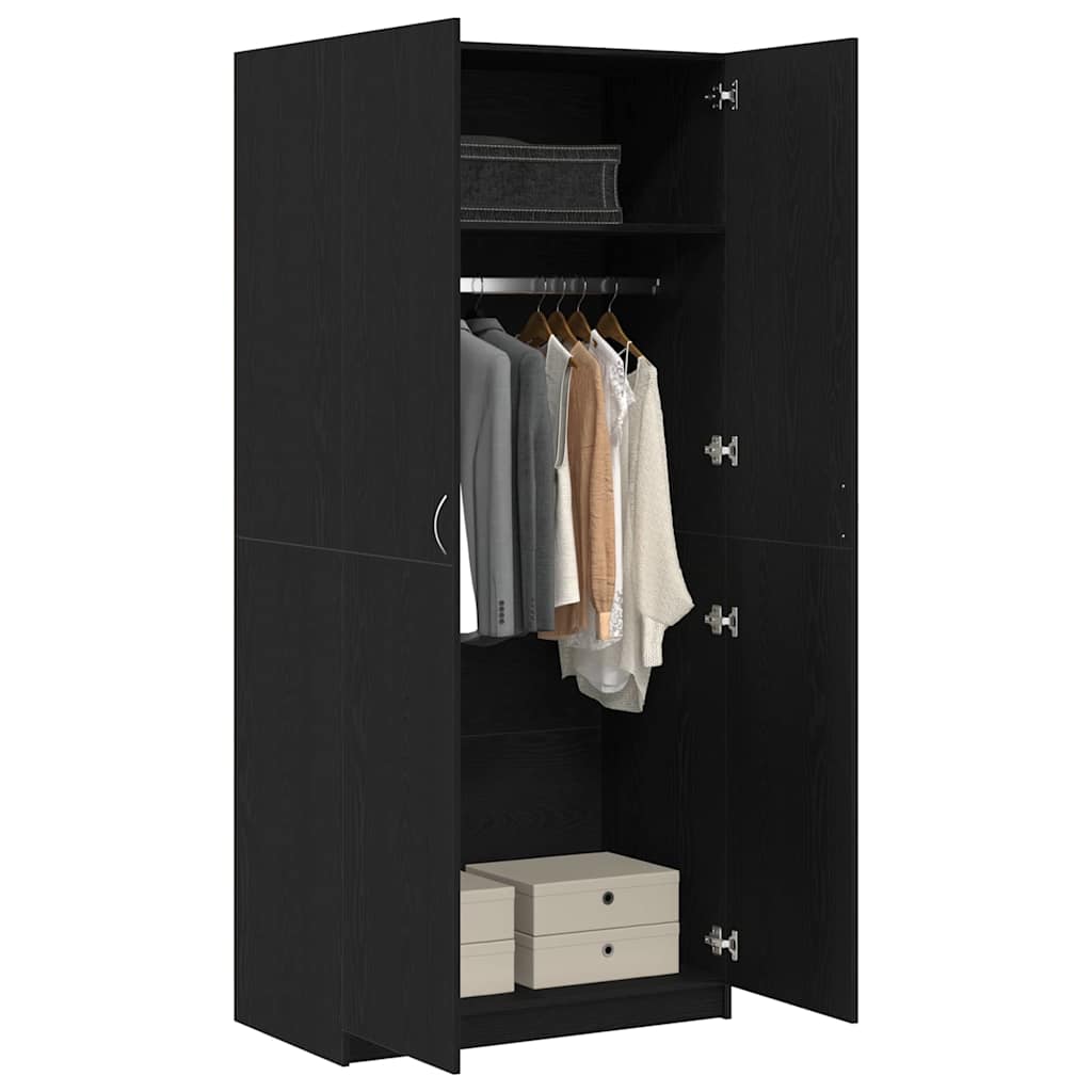 Wardrobe with Storage Black 90 x 52 x 200 cm Engineered wood