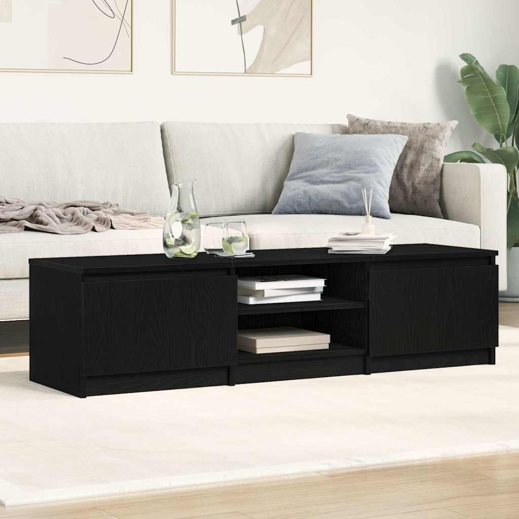 TV Cabinet Black Oak 140x40x35.5 cm Engineered Wood